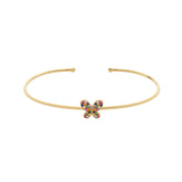 Bracelete Dourado com Borboleta Cravejada de Zircônia Colorida