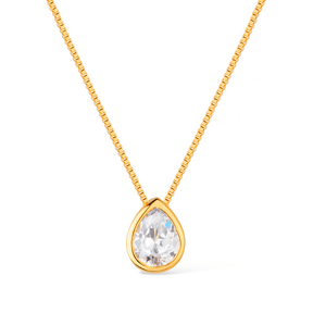 Colar Dourado de Gota em Zircônia